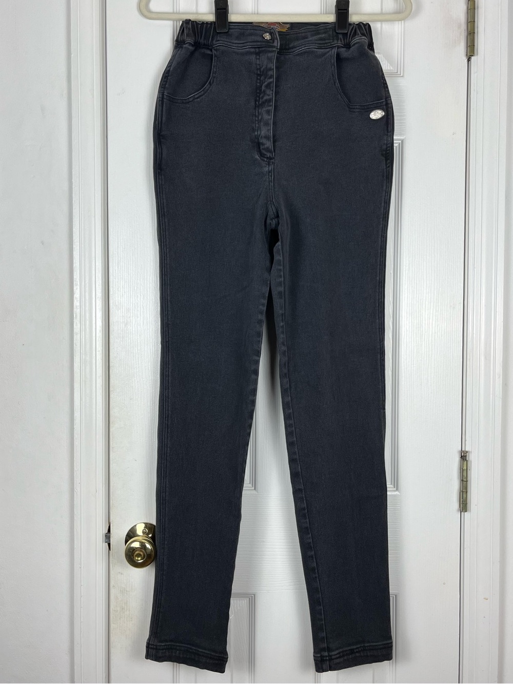 Harley Davidson High Rise Black Stretch Denim Skinny Jeans Sz 10 Biker